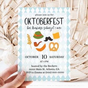 Oktoberfest Party Invitation Template, Editable Beer Fest Invite, Printable Corjl Digital Download