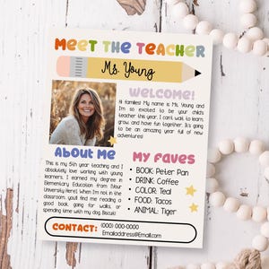 Meet the Teacher Template, Editable Back to School Welcome Sheet, Corjl Printable Download