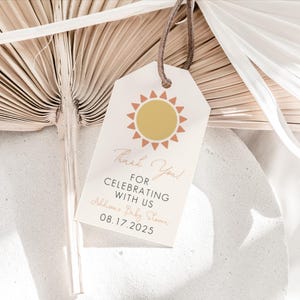 Sun Favor Tag Template, Editable Sunshine Party Thank You Tags, Corjl Printable Download