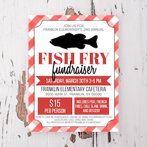 Editable Fish Fry Flyer Template, Printable Fundraiser Flyer