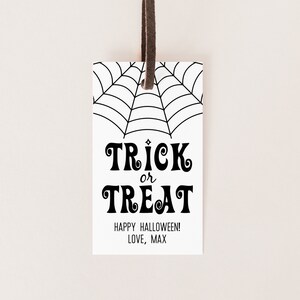 Trick or Treat Tag Template, Editable Halloween Favor Tags, Printable Corjl Candy Bag Labels