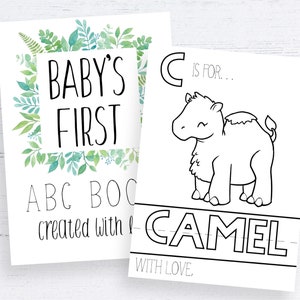 ABC Coloring Book Baby Shower Game | digital download, printable, alphabet, baby’s first ABC book, baby shower activities