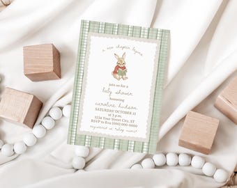 Editable A New Chapter Begins Book Baby Shower Invitation Template