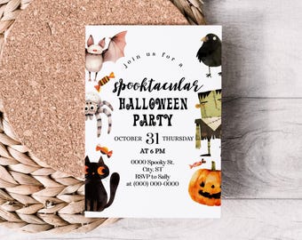 Editable Halloween Party Invitation Template