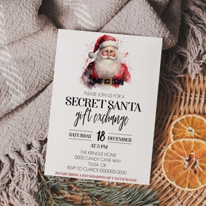 Stripe Red  Printable Secret Santa Gift Tag Template – Black Bow