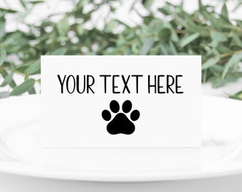 Editable Pawprint Tent Cards | dog birthday party, food labels, food cards, place cards
