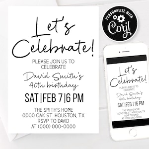 Editable Let’s Celebrate Birthday Party Invitation