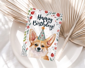 PRINTABLE Corgi Birthday Card Corgi Card Birthday Card for Friend Happy ...