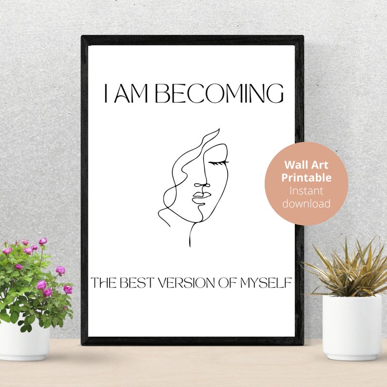 Becoming Her Print, Feminist Line Art, Self-love Gift (digital Download ...