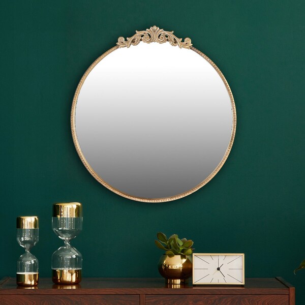 Antique Gold Round Mirror Etsy
