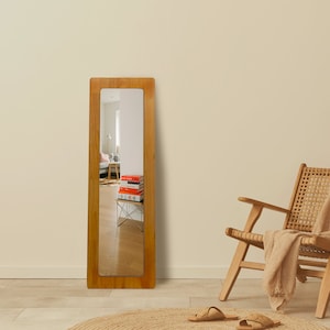 LANDRINA Brown Wood Framed Irregular Rectangle Decorative Full-Length Mirror 18 X 54 image 1