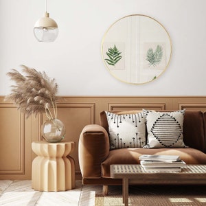 VEIRA/Large Round Wall-Mounted Mirror/Durable Gold Circle Frame Mirror for Living Room, Bathroom, Hallway, Kitchen and Entryway