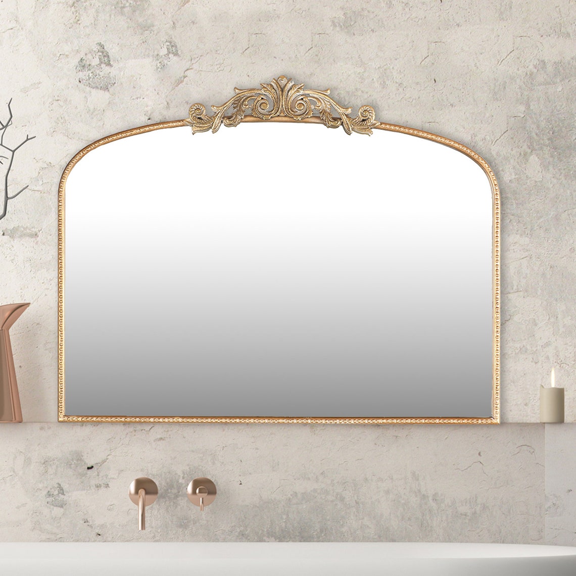 Alysson/Ornate Gold Arch Wall Mirror