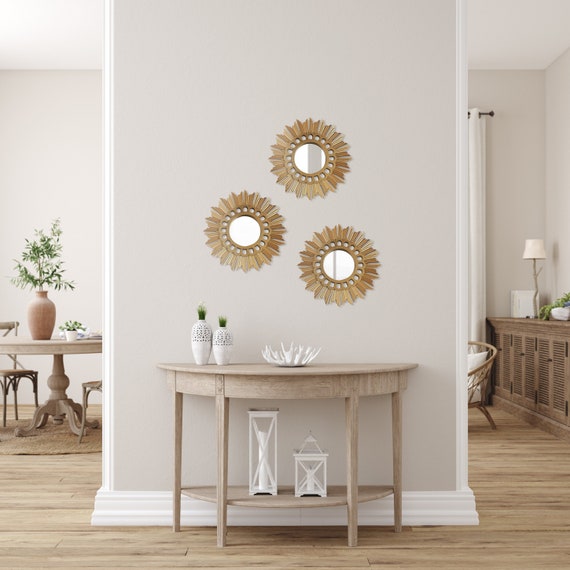 Sunray/set of 3 Gold Round Mirror/decorative Wall Art/circle