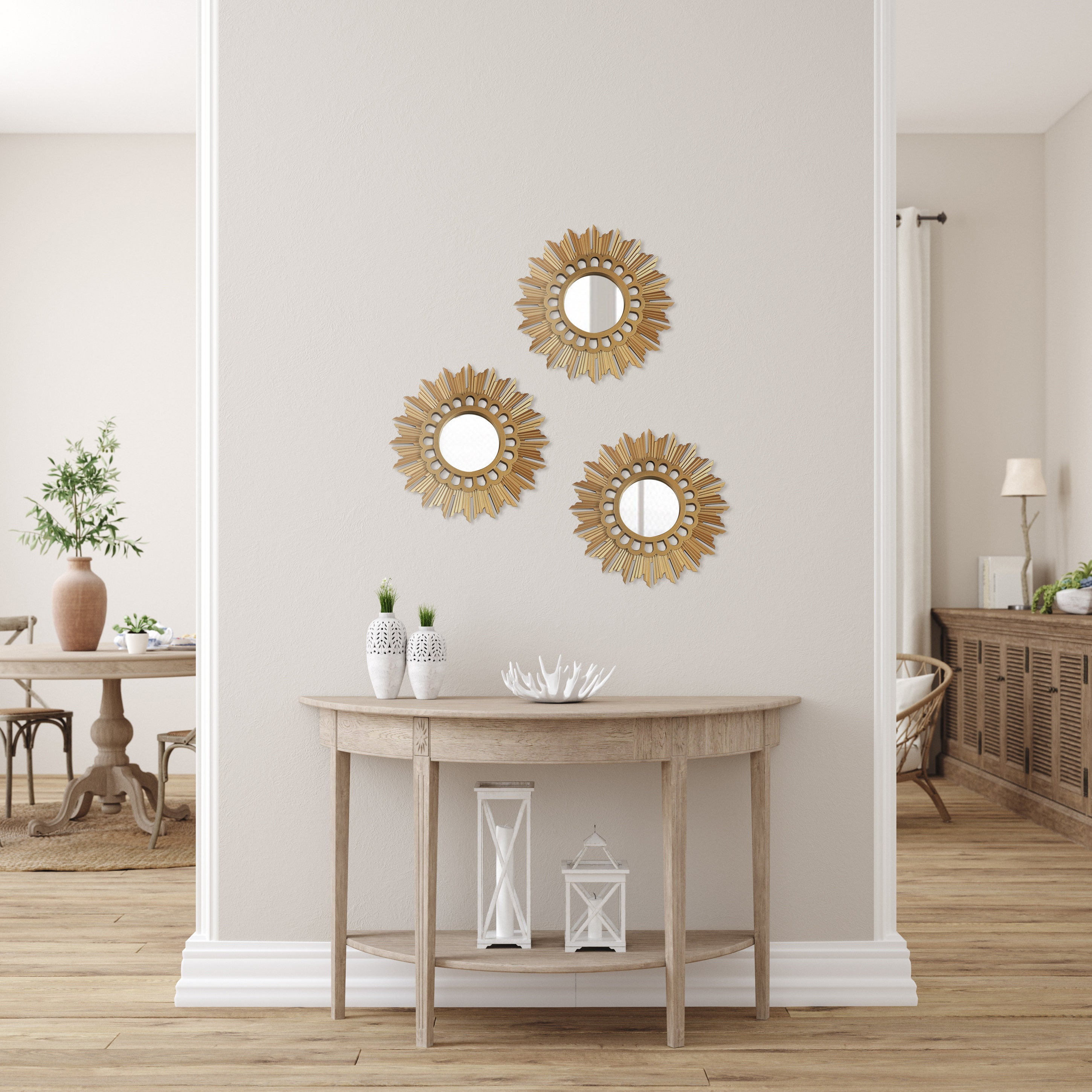 Sunray/set of 3 Gold Round Mirror/decorative Wall Art/circle ...