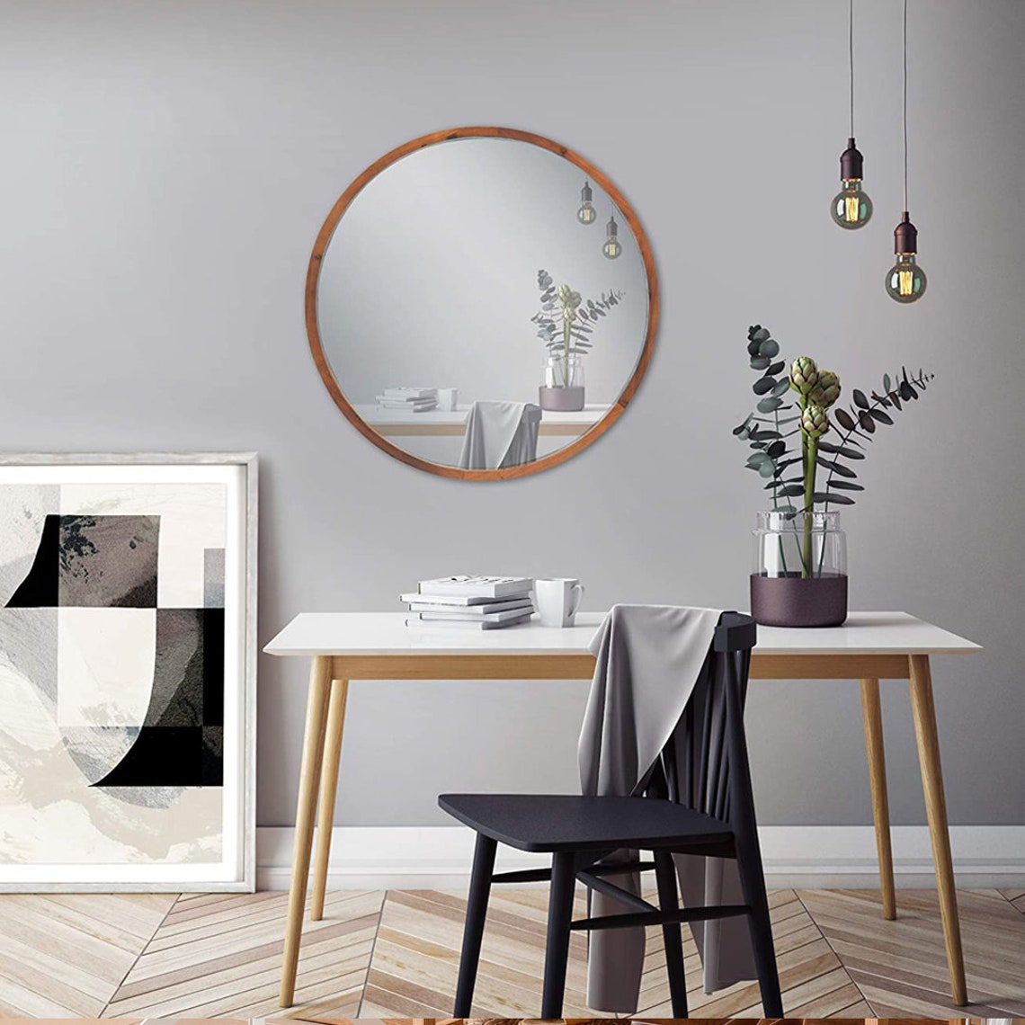 Boho Retreat Mirror I/wood Round Wall-mounted Mirror/natural - Etsy