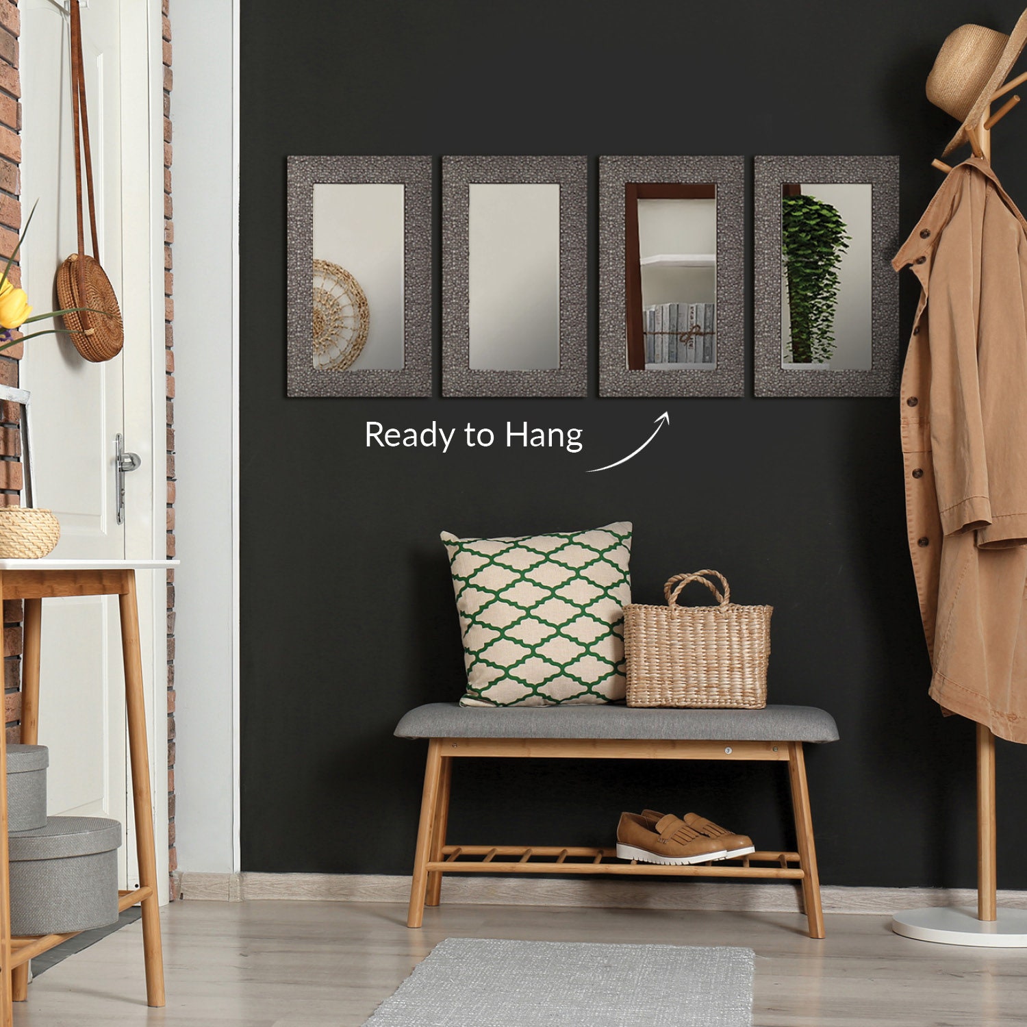 4 Piece Mirror Set/silver Wall Decor Set of 4/polystyrene Etsy