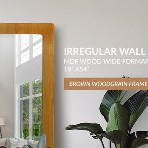 LANDRINA Brown Wood Framed Irregular Rectangle Decorative Full-Length Mirror 18 X 54 image 8