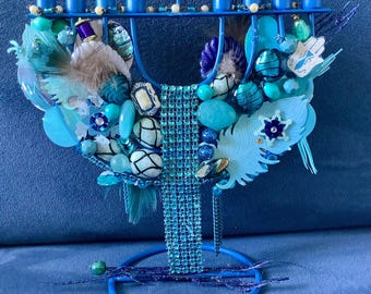 Menorrah in Shades of Turquoise