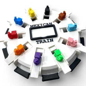 Mexican Train Hub with Flip-up Trains - Unique Design - 8, 10, or 12 Player Train Station image 13