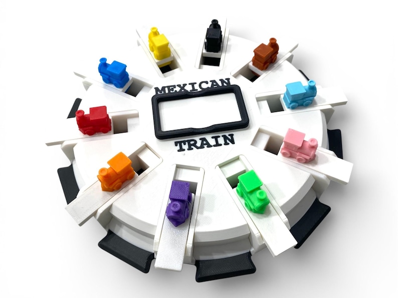Mexican Train Hub with Flip-up Trains - Unique Design - 8, 10, or 12 Player Train Station image 13