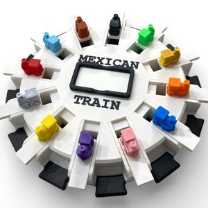 Mexican Train Hub with Flip-up Trains - Unique Design - 8, 10, or 12 Player Train Station image 15