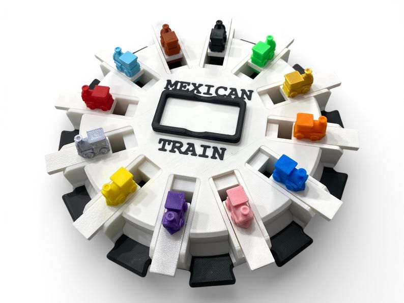 Mexican Train Hub with Flip-up Trains - Unique Design - 8, 10, or 12 Player Train Station image 15