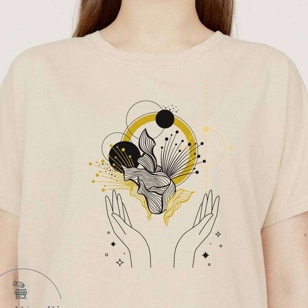 Celestial Shirt, T Shirts, Psychic T Shirt, Hand Astrology Astronomy, Boho, Oversized, Women's T Shirt, T Shirt, Top & Tees, Men's T Shirts