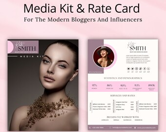 Minimalist Media Kit & Rate Card Template Instagram Influencer, Blogger ...