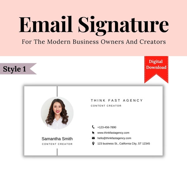 Content Creator Email Signature Template, Real Estate Agents Email, DIY Email Footer Design Fully Editable Canva Template, Instant Download