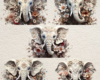 Fantasia Elefante, Elefante, Clipart di animali selvatici, Sublimazione, Arte della parete animale, Pianificatore digitale, Creazione di carte, Diario, Download digitale