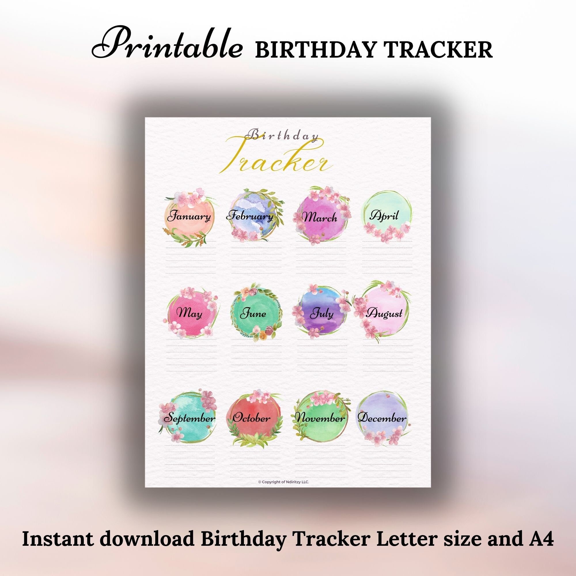 Birthday Planner Printable, Birthday Tracker Printable, Birthday ...