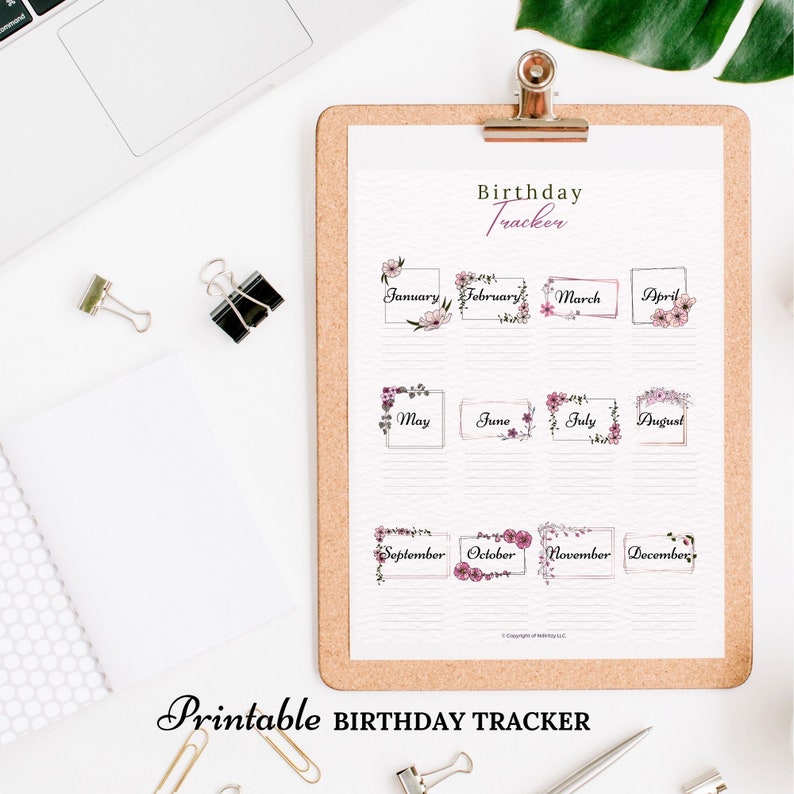 Birthday Planner Printable Birthday Tracker Printable - Etsy