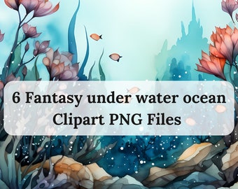 Fantasy under ocean clipart, Under the Sea Watercolor Clipart Bundle, Sea Life Clipart, Beach clipart, Ocean clipart, Sublimation, Sea Reefs