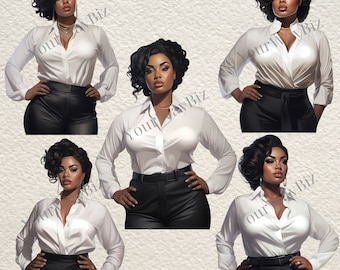 Career Boss Lady Clipart, Curvy women Clipart, Plus Size Clipart, Office Chic Clipart, Planner, Career Lady Clipart, Transparent Clipart