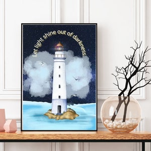 Lighthouse Digital Printable Wall Art -Dorm room- Nursery art - Child's room - Inspirational quote High Quality 8x10 JPG & PDF