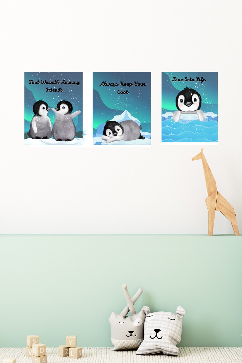Digital Printable Wall Art - Penguin Theme- Nursery - Child's Room ...