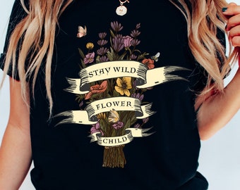 T-shirt enfant Stay Wild Flower : T-shirt bohème bouquet de fleurs sauvages