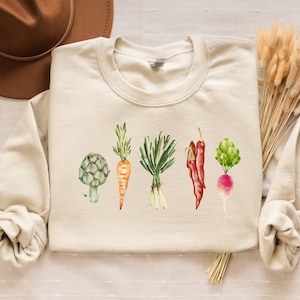 Vegetable Sweatshirt, Cottagecore Sweatshirt, Veggie Shirt, Gardening Shirt, Carrot Shirt