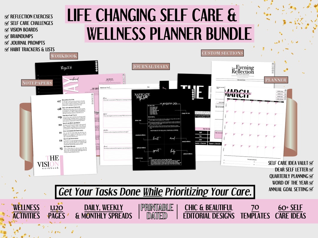Printable Dated Self Care Planner, 2024 2025 Planner, Digital Journal ...