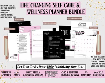 Printable dated Self Care Planner, 2024 2025 planner, Digital journal, Goodnotes planner | Best Daily Life Planner | Aesthetic planner