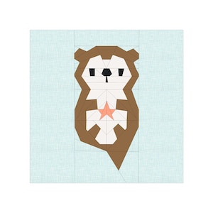 otterly cute // sea otter holding a starfish foundation paper piece pattern block // PDF pattern only