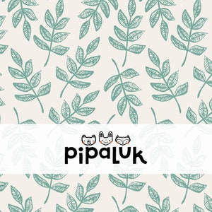 green leaves on cream seamless repeat pattern // for commercial use