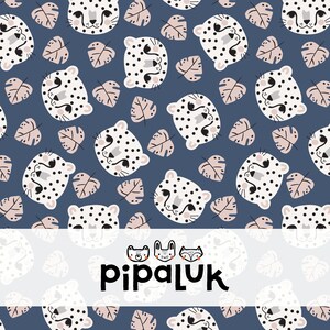 blue and pink cheetah face toss seamless repeat pattern // for commercial use
