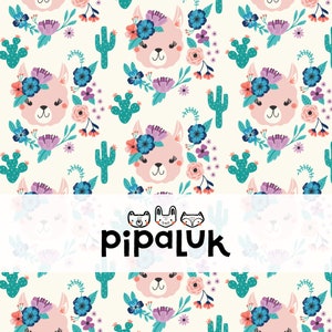 llama blooms seamless repeat pattern // for commercial use