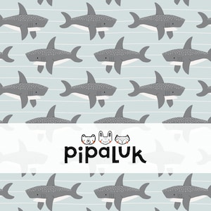 swimming sharks on blue seamless repeat pattern // for commercial use