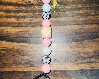 Beaded Keychain, Cow print Keychain, Cheetah Keychain, Rainbow Keychain, Keychain