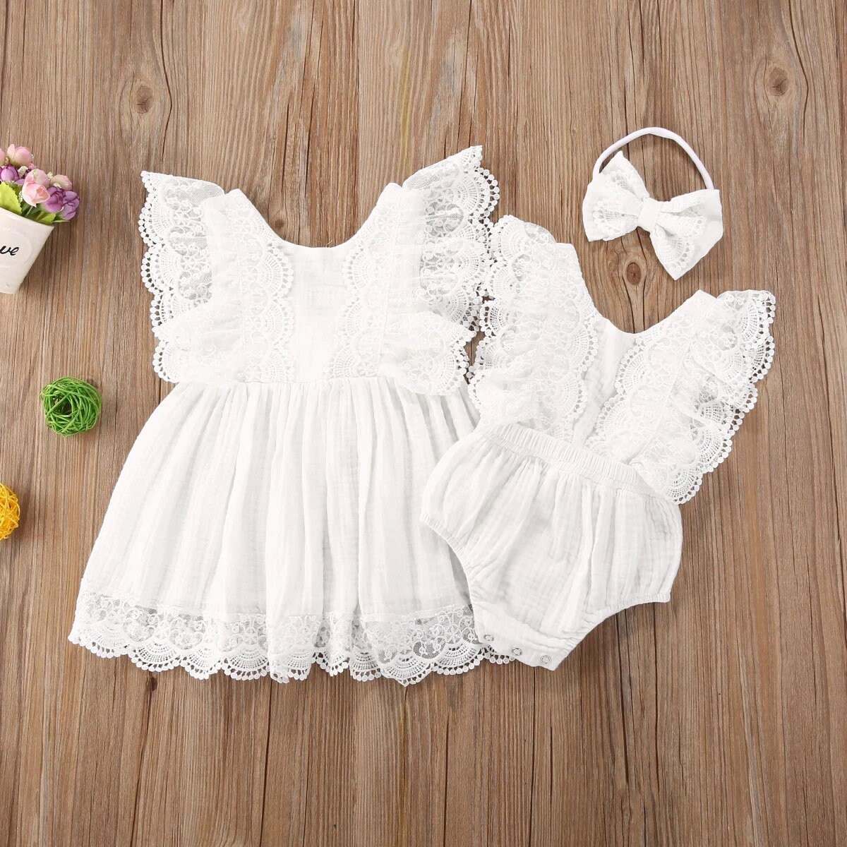 Baby Girl White Lace Dress Baby Girl Flower Dress Little Etsy