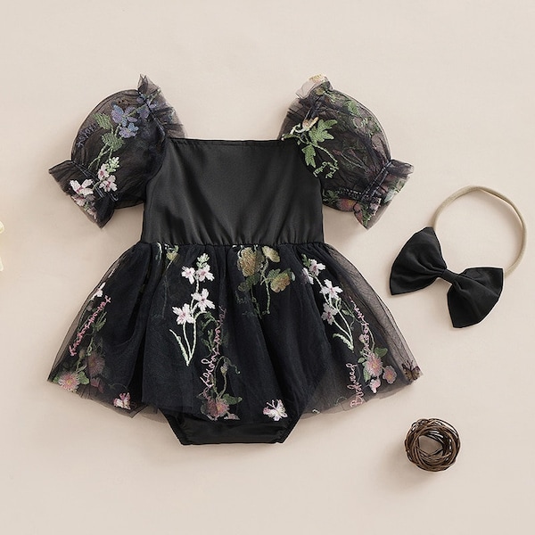 Baby Girl Black Romper - Etsy