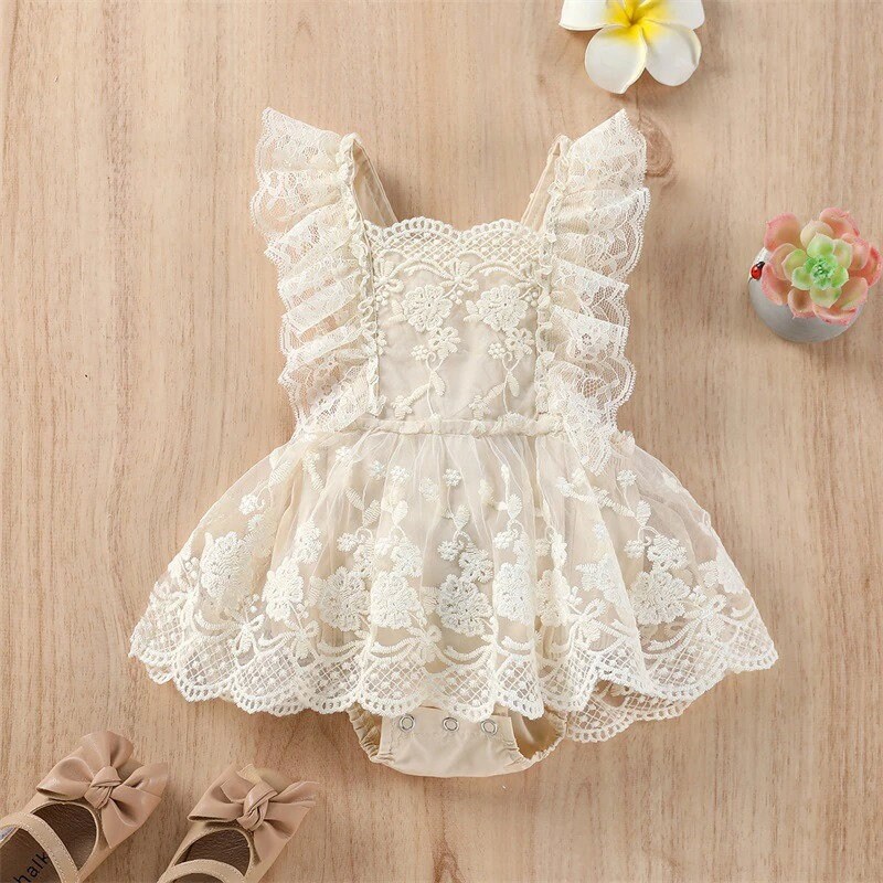 white ruffle strap dress
